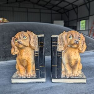 Vintage Circa 1960s Ceramic Cocker Spaniel Bookends
